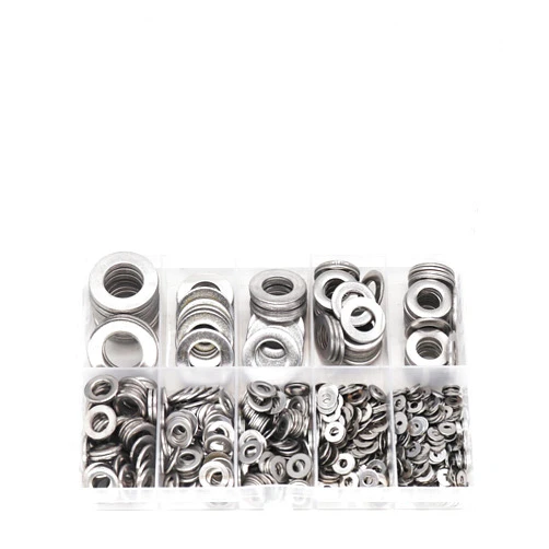 binifiMux 1000pcs Stainless Steel Flat Washer Assortment Kit, M2 M2.5 M3 M4 M5 M6 M8 M10 M12, Plain Finish