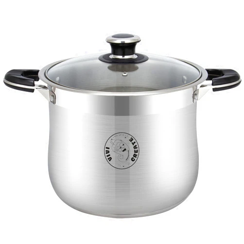Vivicreate Stainless Steel Stock Pot, 9 Quart, Heavy Duty Induction Compatible, Glass Lid, Tri-ply Bottom
