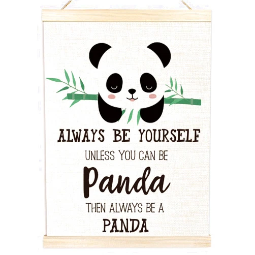 Ecezatik Panda Decor, Panda Gifts for Girls, Inspirational Quotes Always Be Yourself Unless You Can Be a Panda Poster Hanger Frame, Cute Panda Hanging Wall Decor, 12x16 Inches