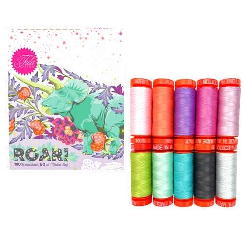 Aurifil Roar Aurifil Thread 50 wt Cotton 10 Small spools by Tula Pink TP50RC10, assorted