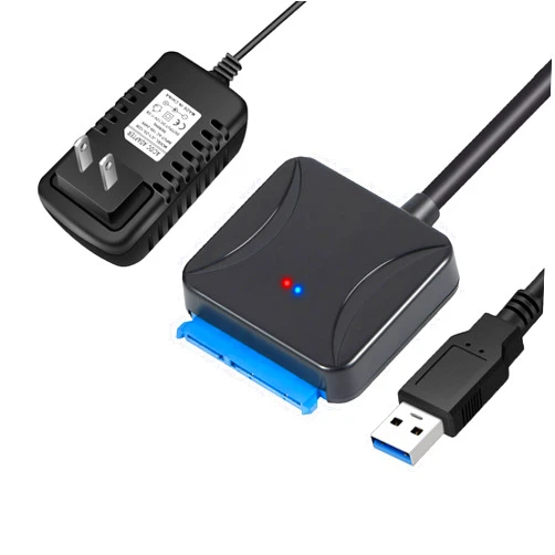 ZWWLRE SATA to USB 3.0 Adapter Cable,3.5 inch SSD Need 12V/2A Power Supply External Hard Drive Reader SATA I/II/III Connection Adapter （12v2a Power Adapter Included） (OG02)