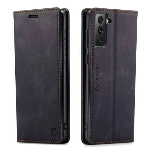 XiaBone Retro Style RFID Blocking Wallet Case Compatible with Samsung Galaxy S21 FE 5G (for Galaxy S21 FE 5G, Black)
