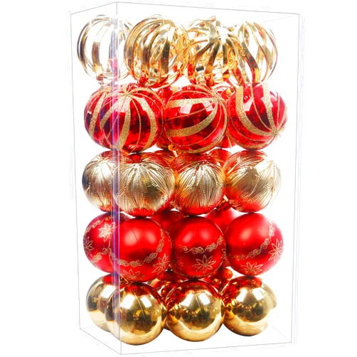 BSTDECOR Christmas Ball Ornaments, 30 pcs 2.36” Christmas Shatterproof Balls Ornaments Set Red and Gold for Xmas Tree Christmas Tree Decorations Sets Hanging Baubles Ornaments for Wedding Party
