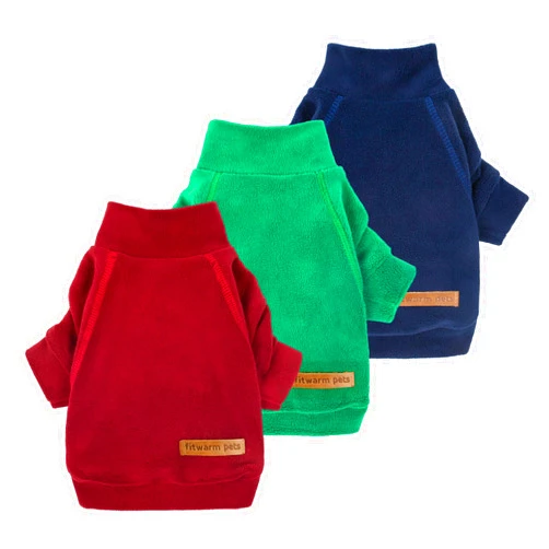Fitwarm 3 Pack Classic Fleece Dog Sweater, Christmas Dog Winter Clothes for Small Dogs Boy Girl, Holiday Pet Apparel, Burgundy Red, Green, Navy Blue, XL