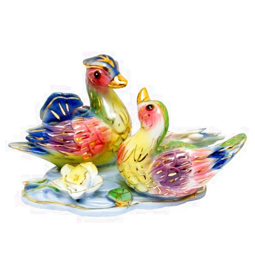 Giftman Feng Shui Mandarin Ducks-Hand Crafted and Decorated Porcelain,Figurine D5059.