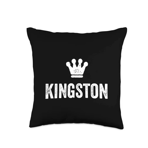 Kingston Name Tag Apparel for Men Named Kingston Kingston the King / Crown & Name for Men Called Kingston Throw Pillow