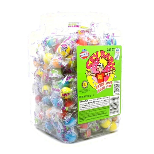 Cry Baby Extra Sour Bubble Gum Original, 240-Count Jar