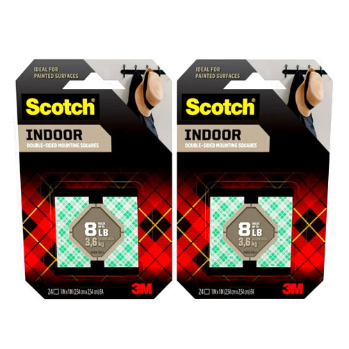 3M Scotch Heavy Duty 1-Inch Double-Sided Mounting Squares, 2-Pack Foam Adhesive Tape for Wall Pictures & Decor – Strong Permanent Bond for Home/Office, No Tools or Nails Needed
