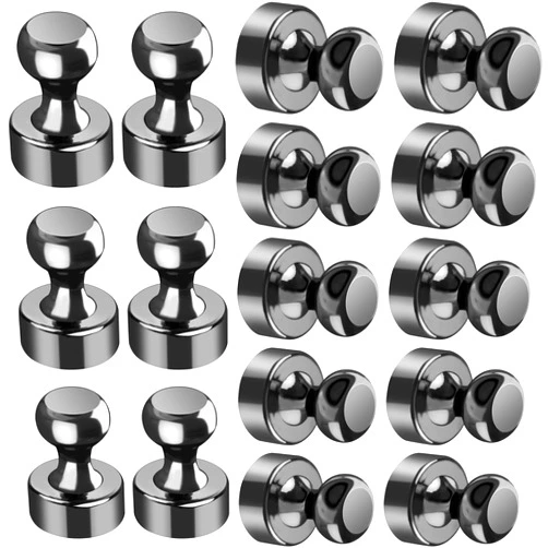 VNDUEEY 16Pcs Black Refrigerator Magnets Fridge Magnet, Strong Magnets Fridge, Whiteboard Magnets, Fridge Magnets Adults, Small Magnets for Kitchen, Office, School, Locker, Map Decorative