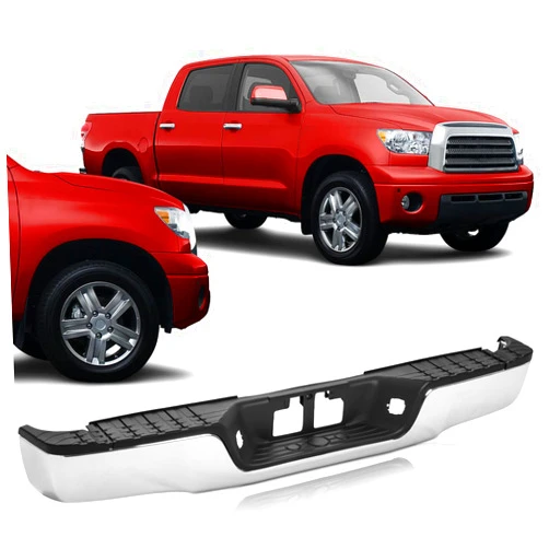REINKO Steel Rear Bumper For 2007-2013 Toyota Tundra,Chrome Rear Step Bumper Assembly W/O Parking Aid Holes, Replacement For17-13 tundra back bumper