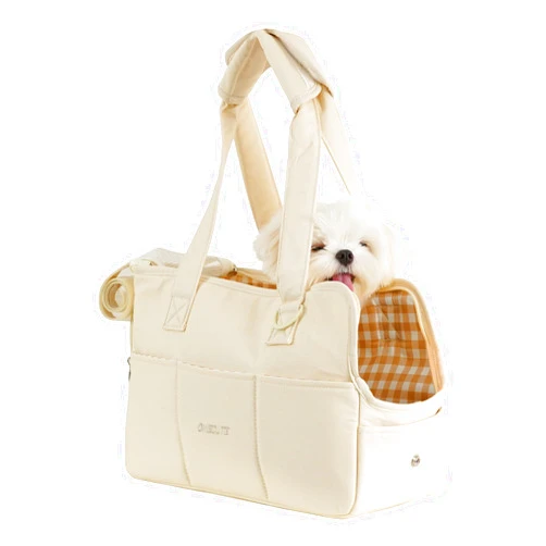 ONECUTE Dog Carrier for Small Dogs Rabbit cat with Large Pockets, Cotton Bag, Dog Carrier Soft Sided, Collapsible Travel Puppy Carrier (Beige, 13.6
