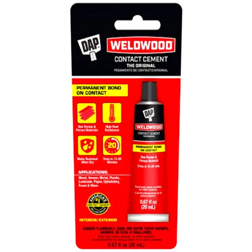 DAP COLORmaxx 7079800129 Weldwood Contact Cement, Liquid, Strong Solvent, Tan, 0.67 oz Bottle