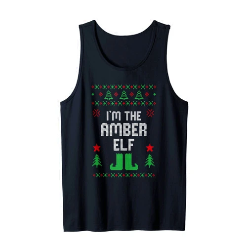 Ugly Christmas Elf Pajama Gifts Amber Elf Ugly Christmas Costume Matching Family Group Tank Top