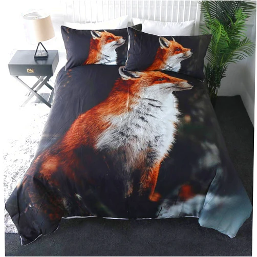Sleepwish Fox Bedding for Kids Child Adults Woodland Animals Comforter Cover Set 3 Pieces Duvet Cover Sets Soft Doona Cover Zipper Closure（Wild Forest Fox,Queen）