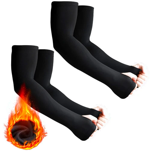 Skylety 2 Pairs Arm Sleeves Warmer Cycling Thermal Arm Warmer Arm Sleeves Arm Winter Cover with Thumb Holes for Men Women
