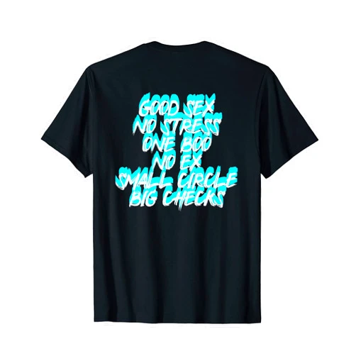 Lustige Kult Sprüche Good Sex No Stress Design Good Sex No Stress One Boo No Ex (Back Print) Rapper Saying T-Shirt