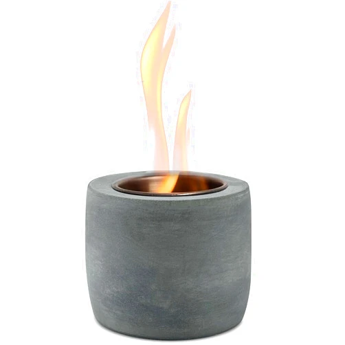 KIZZBY Table Top Fire Pit Bowl - Concrete Tabletop Fireplace Indoor Outdoor Decor Portable Mini Personal Rubbing Alcohol Burner Smores Maker for Garden Patio Balcony with Extinguisher