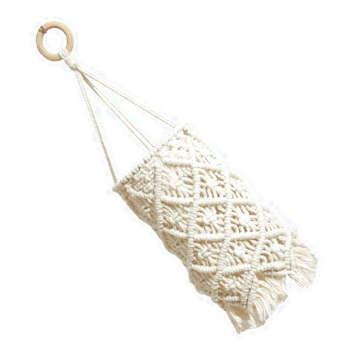 Uonlytech Light Indoor Manual Room Cage Tassel Lamp Beige Bedroom Weaving Macrame Replacement Ceiling Cover Bulb Decorative Shade Pendant Style Dorm Home Living Bohemian Decor Nursery