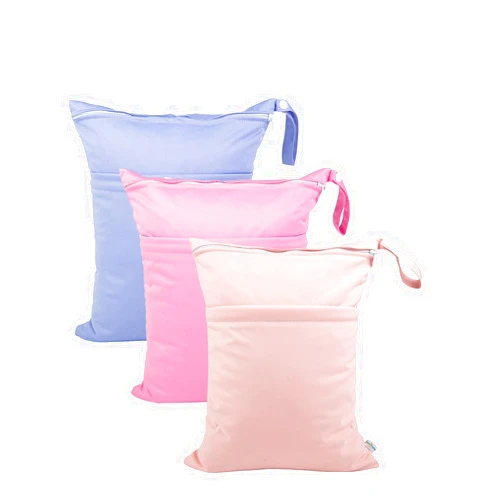 babygoal Wet Dry Bags for Baby Cloth Diapers, Washable Travel Bags, Beach, Pool, Gym Bag for Swimsuits & Wet Clothes with 2 Pockets 3 Pack 3LN09