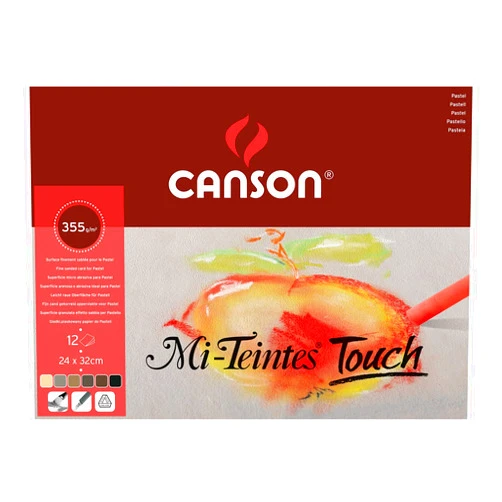 CANSON Mi-Teintes Coloured Drawing 335g 24 x 32cm Paper Pack, 6 Fine Sanded Colours, 12 Sheets, Pastel & Mixed Media, Ideal for Professional Artists & Illustrators