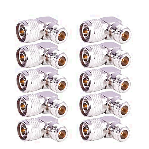 XRDS -RF 10PACK N Connector Adapter Right Angle Coax Connectors 90 Degree N Male to N Female RF Coaxial Cable Connector (NOT for TV)