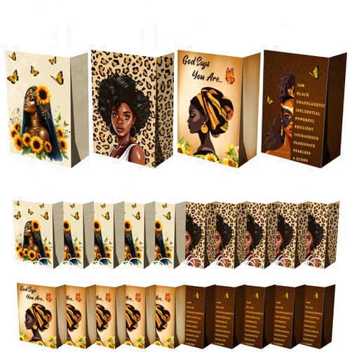 Kolldenn 24 Pcs African American Gift Bags for Women Paper African Purses Black History Bags with Handles Bulk for Commemoration Christmas Festival Party Goody Favors Juneteenth Freedom Day