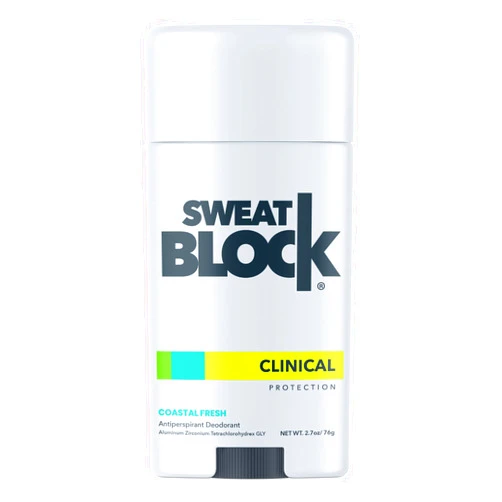 SweatBlock CLINICAL Deodorant Antiperspirant for Women & Men - 48-Hour High Degree Sweat & Odor Protection, Coastal Fresh Scent