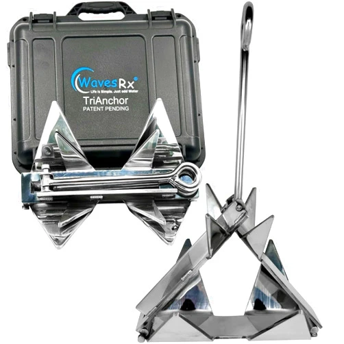 WAVESRX TriAnchor - Stainless Steel Folding PWC & Boat Anchor Kit | Sets Instantly for Effortless Boat & Jet Ski Anchoring | Compact Patent-Pending Design Grips Better Than Plow, Fluke or Box Anchor