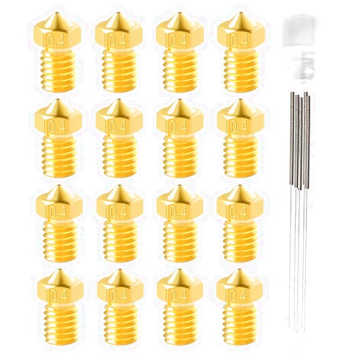 Makerzone 20Pcs E3d V6 Nozzles Kit, 3D Printer V6 Brass 0.4mm Nozzles, Compatible with 1.75mm Filament E3d-V6 Anysub i3 Mega S X Chiron Kobra Flyear HotEnd 0.4mm J-Head Extruder Printer Accessories