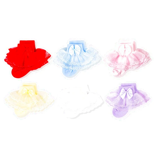 CozyWay Baby-Girls Lace Frilly Ruffle Socks Newborn Infants Eyelet Trim Ankle Dress Socks With Bow
