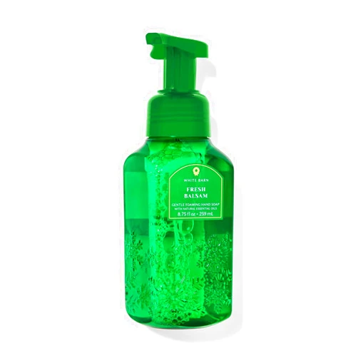 Bath & Body Works Bath and Body Works Fresh Balsam Gentle Foaming Hand Soap 8.75 Ounce Decorative Faceted Diamond Plate Green Bottle