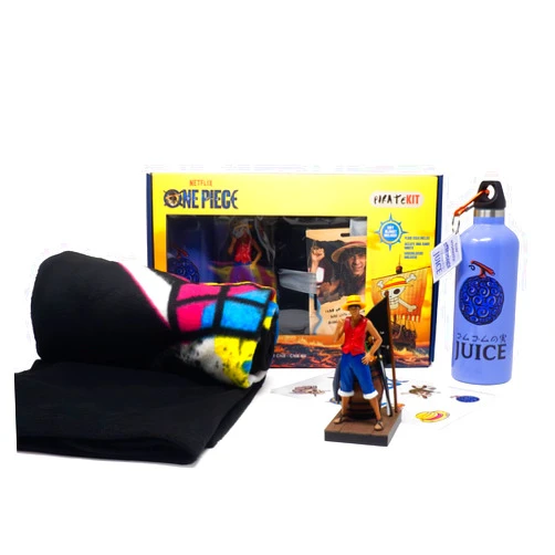 Neamedia Icons Netflix Chill Kit – One Piece, Officially Licensed Fleece Blanket, Collectible Figure, Stainless Steel Bottle, Sticker Sheet, Christmas Birthday Gift Idea