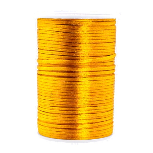 Mandala Crafts Nylon Satin Cord 2mm Rattail Cord Gold String - 100 Yds Nylon Chinese Knotting Cord Rat Tail Silk Cord for Bracelet Necklace Jewelry Making Macrame Trim