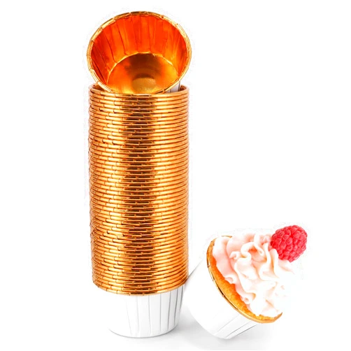 TRUSBER White and Gold Foil Cupcake Liners,100 pcs Disposable Muffin Liners 3.5 Oz Wrappers for Baking, Metallic Muffin Paper Cases Baking Cups