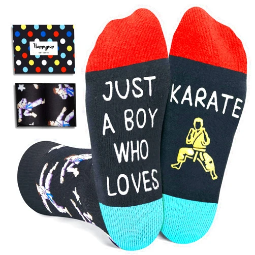 HAPPYPOP Crazy Socks for Kids - Karate Gifts for Boys, Gifts for Dancers Gymnasts Girls