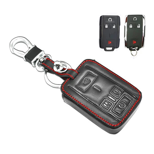 MECHCOS Compatible with Chevy Chevrolet Silverado Colorado Suburban Tahoe Traverse Avalanche Captiva Sport Equinox GMC Canyon Yukon XL Sierra 1500 2500 3500 HD Terrain Acadia Key Fob Cover Case Chain