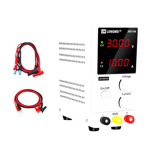 LONGWEI DC Power Supply Variable 30V 10A, 4-Digital LED Display, Precision Adjustable Regulated Switching Power Supply Digital with Alligator Leads US Power Cord