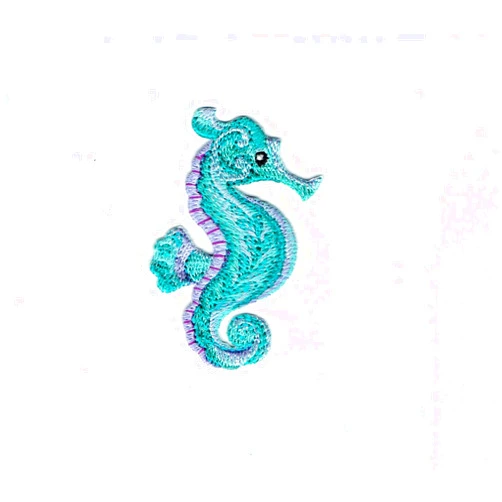 Wholesale Applique Seahorse - Tropical Marine Fish - Green/Blue/Purple - Ocean - Embroidered Iron on Patch