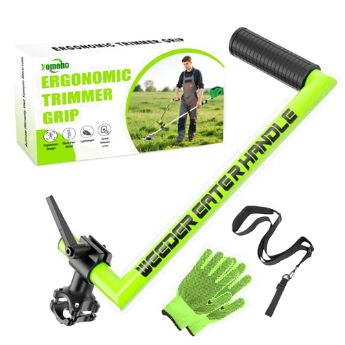 Yomoho Upgraded Weed Eater Handle, Ergonomic String Trimmer Handle with Adjustable Shoulder Strap and Clamp, Weedeater Handle Extension for Lawn Care, Landscaping, and Yard Trimming Edging