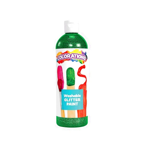 Colorations - CGPGR Washable Glitter Paint, 16 fl oz, Green, Non Toxic, Vibrant, Bold, Kids Paint, Craft, Hobby, Fun, Art Supplies