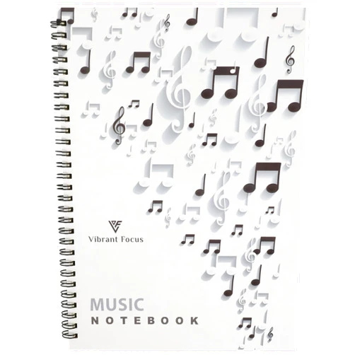 Vibrant Focus Manuscript Paper, Blank Staff Paper Sheet Music Composition Notebook Piano Accessories, 100 Pages 10 Staves (Music composition notebook)
