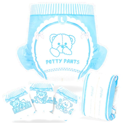Littleforbig Adult Printed Diaper 10 Pieces - Potty Pants (Large 36