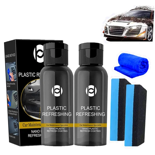 GDSAFS Ouhoe Plastic Refreshing, Plastic Revitalizing Coating Agent, Plastic Refreshing Car Black, Nano Plastic Refreshing Coating, Plastic Parts Refurbish Agent for Car (30ML, 2pcs)