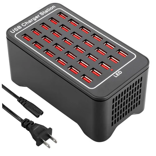 TUNFOU USB Charging Station 30-Port 150 watt (30 A), Charging Station for Multiple Device, Multi USB Charging Station for Hotels, Shops, Schools and Travel