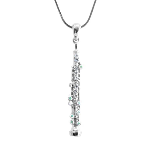 Spinningdaisy Crystal Oboe Music Instrument Necklace