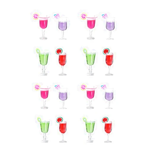 LOGOFUN 16 Pcs Dollhouse Juice Tea Beverage Bottle Model Miniature Cocktail Cup Wine Goblet Cups Prop Kitchen Decoration