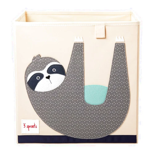 3 Sprouts Toy Storage Organizer: Toy Box Cube Organizer for Playroom, Nursery - Foldable Storage Bin - Sloth