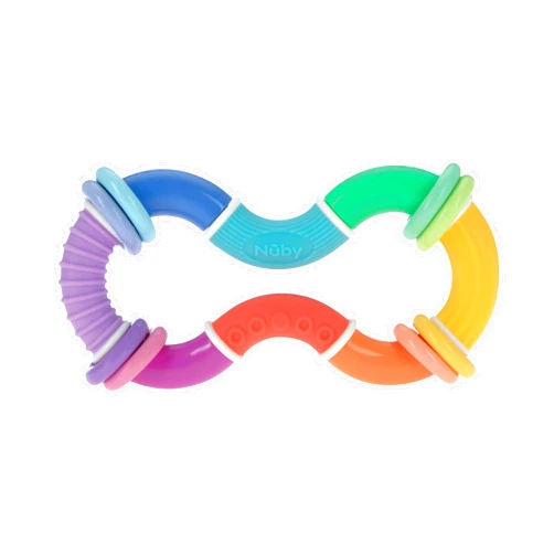 Nuby Twist-a-Ring Rattle Teether Toy for Babies - Toy for Baby Teething Relief - 6+ Months
