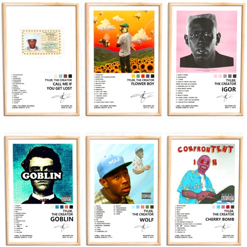 KLEBV Tyler Poster The Creator (6 Pcs 8 * 12 Inch) Album Cover Posters for Bedroom Aesthetic Canvas Art Wall Decor Unframed