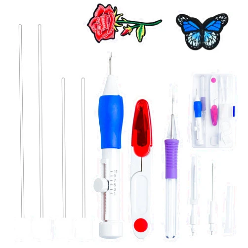 Islmlisa Magic Embroidery Pen Set - Punch Needles for Embroidery Threaders DIY Sewing